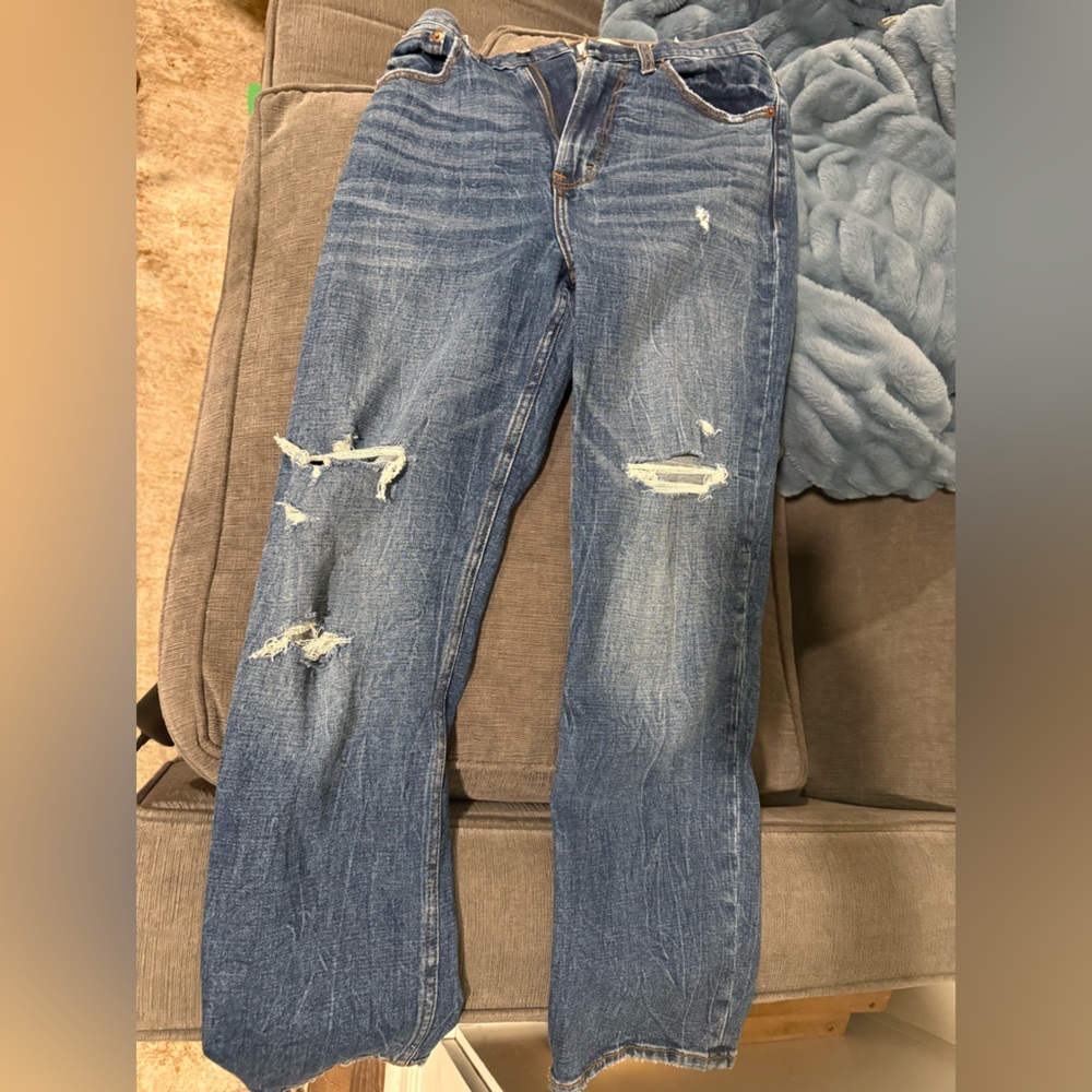 Abercrombie & Fitch Ultra High Rise Jeans - Blue and Gray